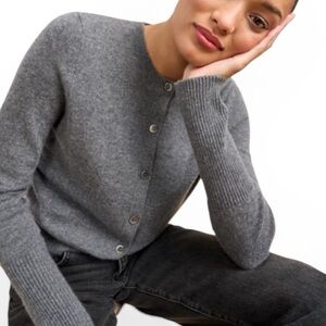 NEW Tangents Gray Crew Neck Silk Blend Cardigan Sweater Womens Size XL